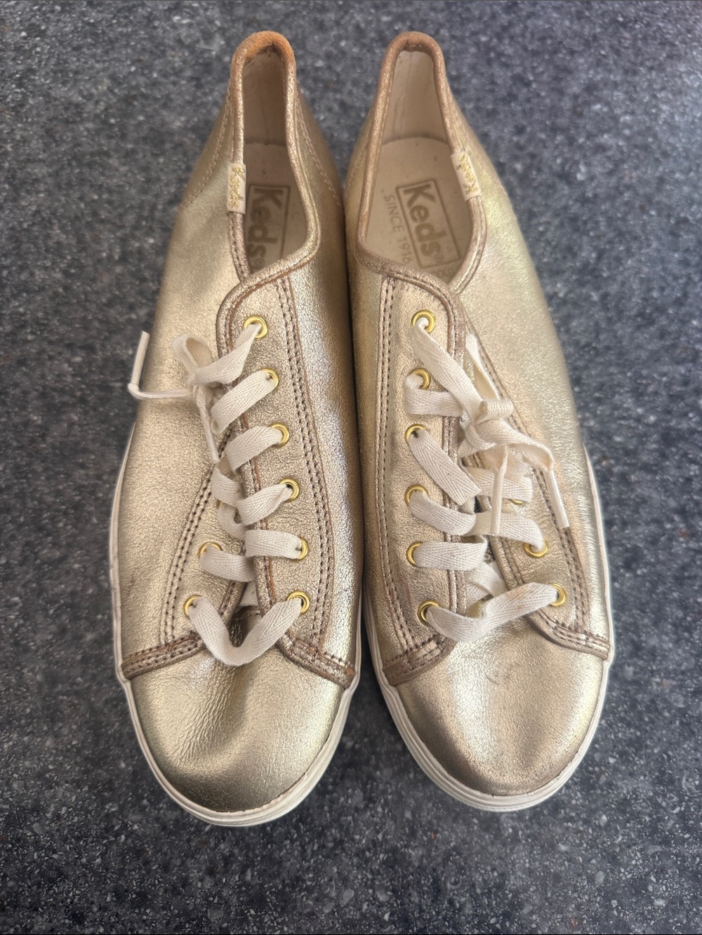 Keds Women's Metallic Gold Low-Top Lace Sneakers